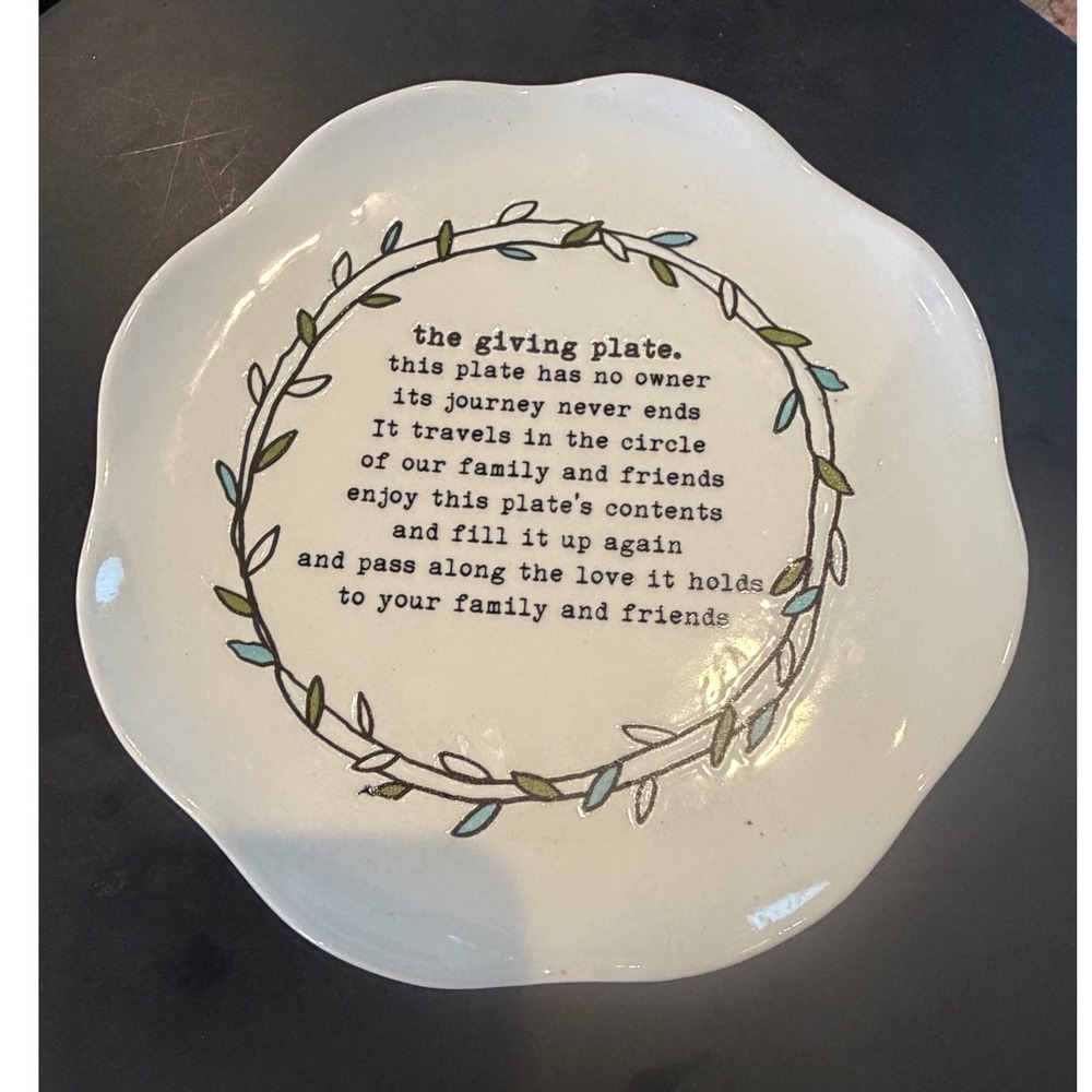 DEI Dennis East International The Giving Plate White Ceramic Wreath Platter 11"
